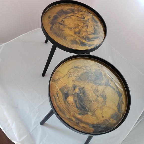 2 END TABLES - Gold/Bronze (Epoxy Resin) - Picture 2 of 2